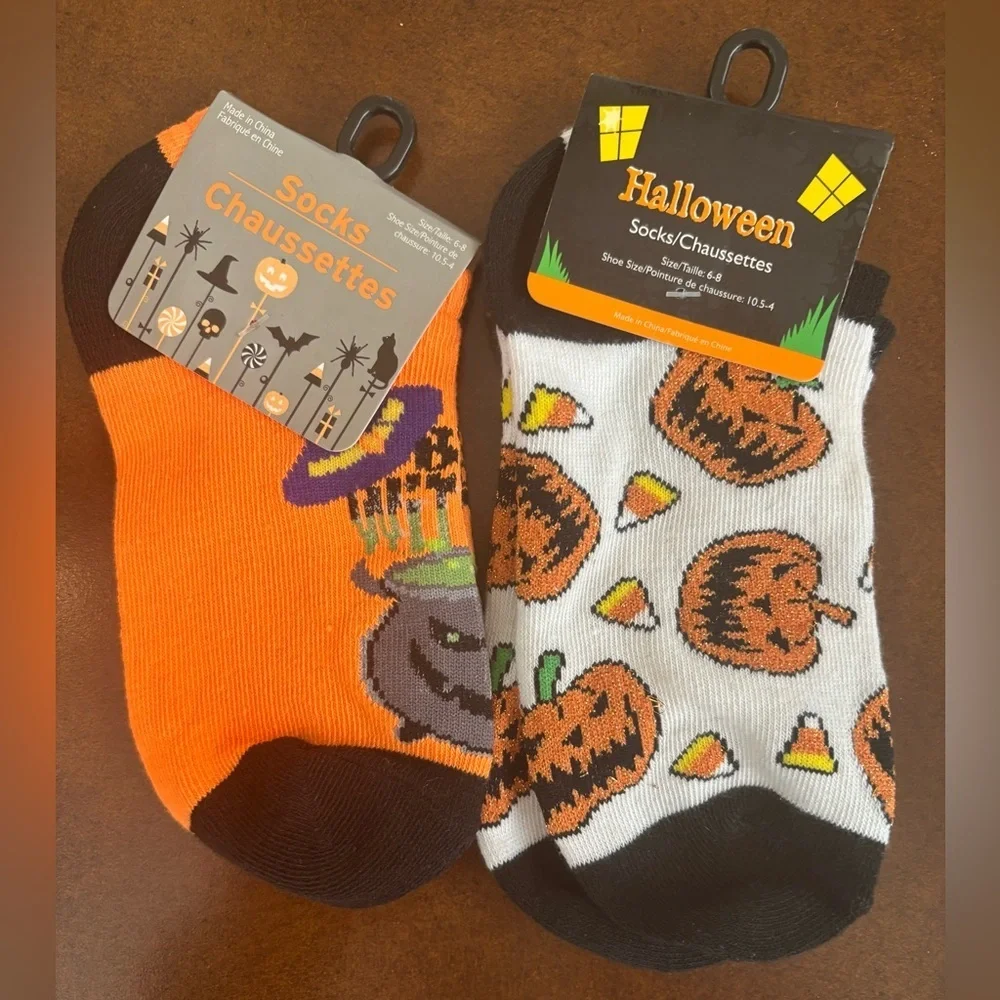 Halloween socks bundle 6 pairs girl youth shoe size 10.5 or 10 1/2-4 NWT NEW